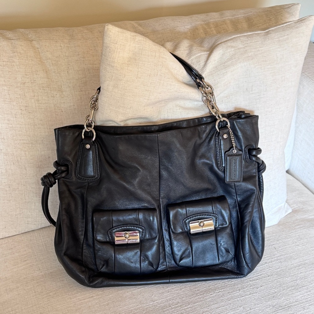 Coach Black Carryall Hobo Bag 14752
Blue Silk Inside Satchel with Hang Tag